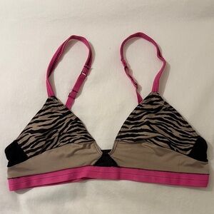 XiRENA Zebra Pattern Bralette with Pink Accents